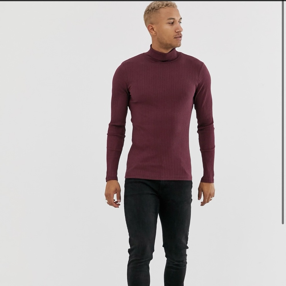ASOS Muscle Fit Ribbed Roll Neck - Picture 6 of 6